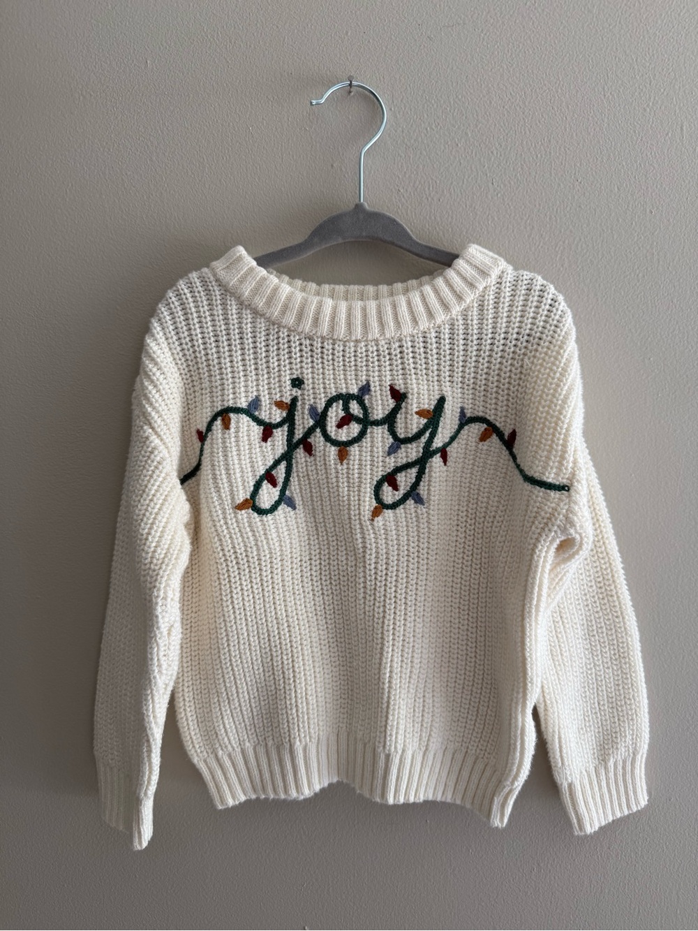 Little Co. by Lauren Conrad 2T Cream Knit Pullover Sweater Crew Joy Christmas